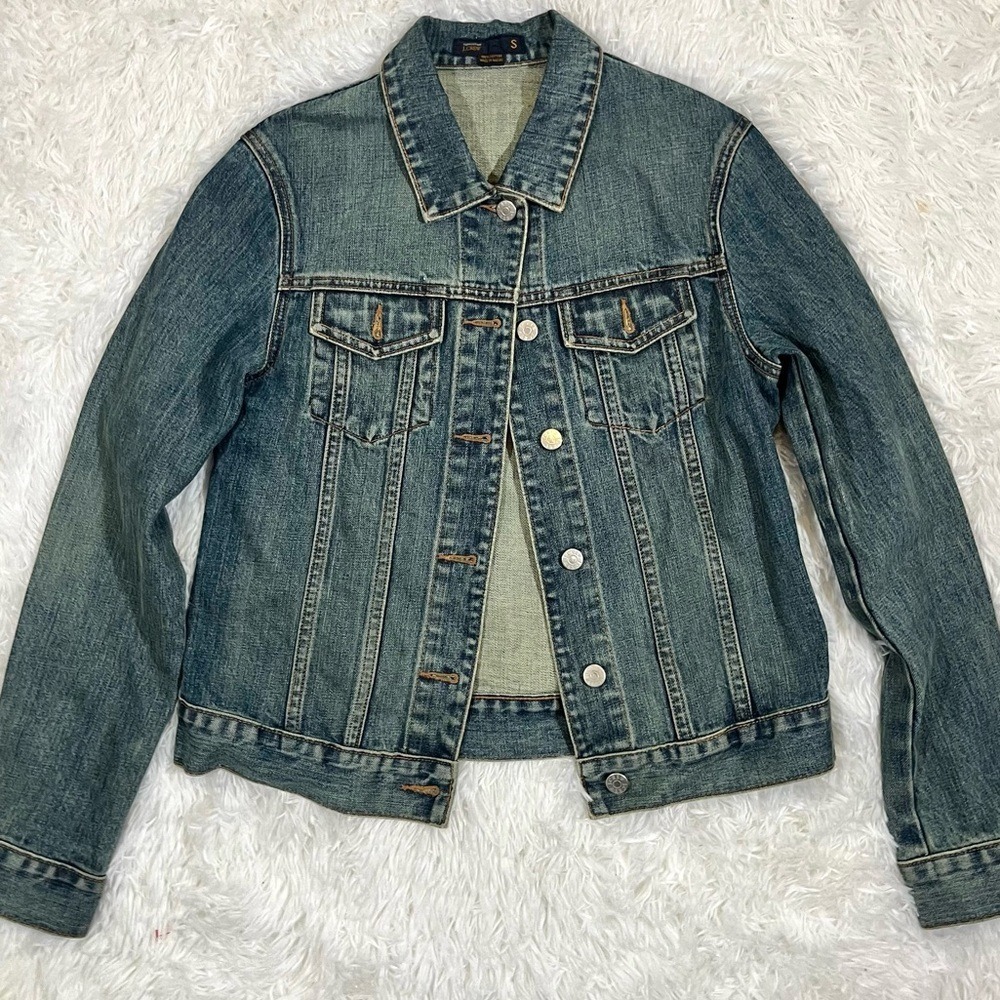 J.Crew Denim Jacket Womens‎ Small Blue Jean Button Front Cotton Casual